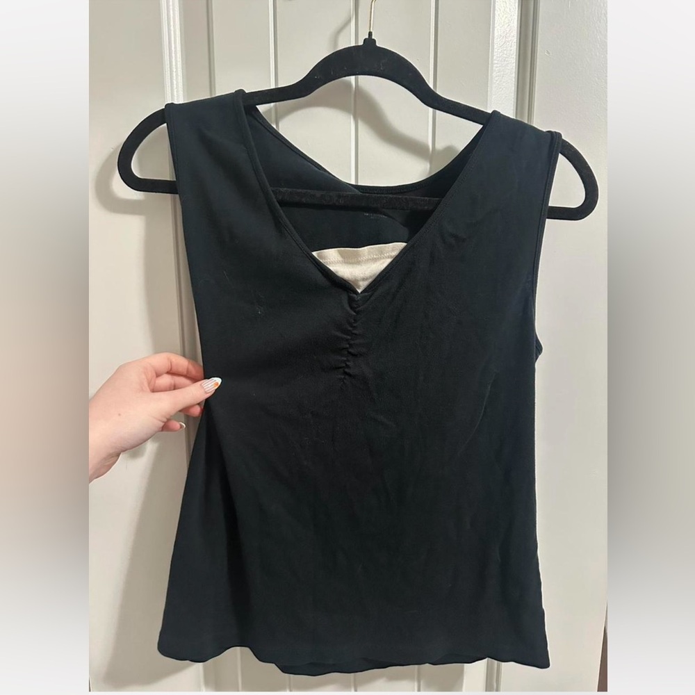 Black tank top with white overlay